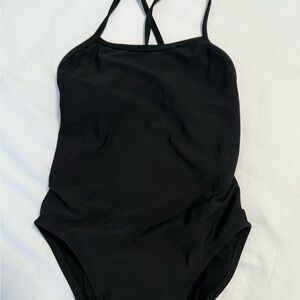 Jolyn Clothing Black One Piece Swimsuit with Cross-Back Straps